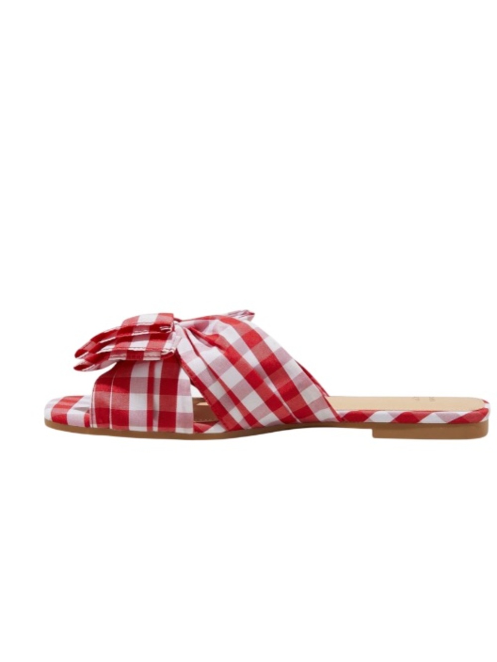 Red Gingham Bow Slide Sandals. Size 10. - Picture 3 of 4